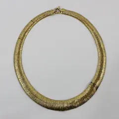 Gold Tone Mesh Collar Necklace 18 Inch Choker Statement Jewelry