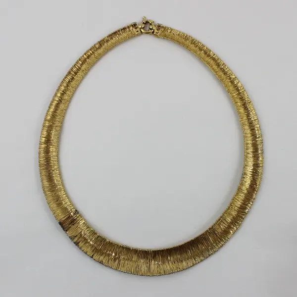 Gold Tone Mesh Collar Necklace 18 Inch Choker Statement Jewelry
