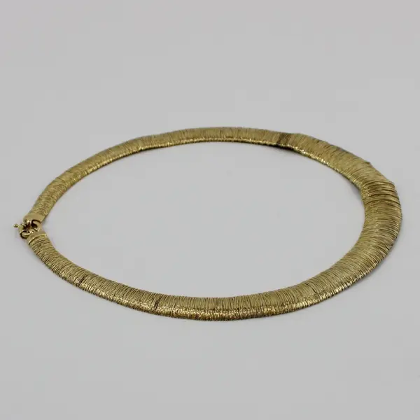 Gold Tone Mesh Collar Necklace 18 Inch Choker Statement Jewelry