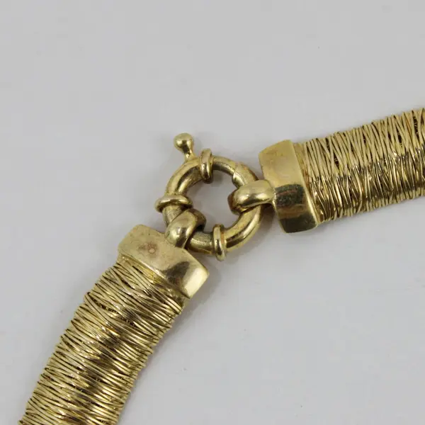 Gold Tone Mesh Collar Necklace 18 Inch Choker Statement Jewelry