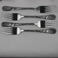 Lot of 4 Pfaltzgraff Garland Frost Pattern Stainless 5-Piece Place Setting Good