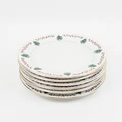 Set of 6 Gibson Christmas Trees Holly Garland Plates 7.5 in