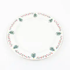 Gibson Christmas Trees Holly Garland Ceramic Holiday Dinner Plate 11.75"