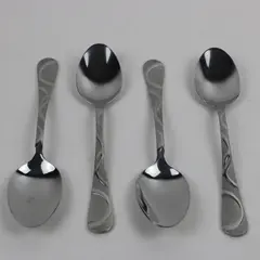 Lot of 4 Pfaltzgraff Garland Frost Pattern Oval Soup Spoons 7.5" Long Good