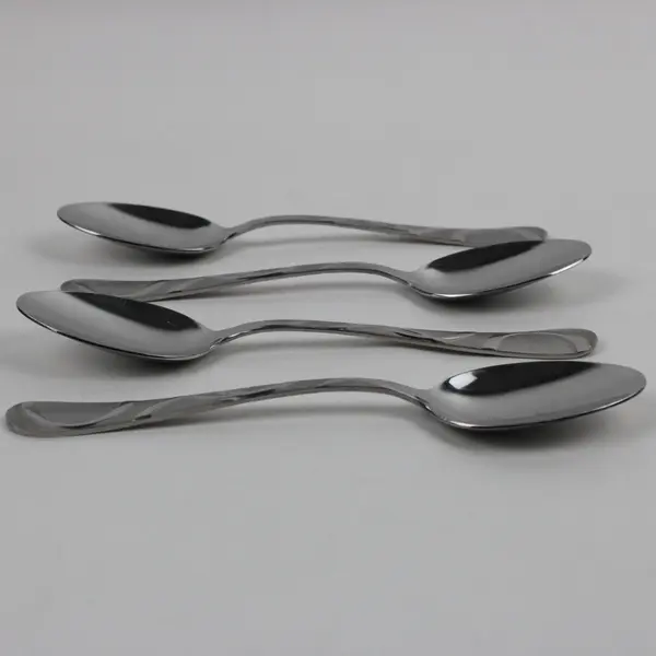 Lot of 4 Pfaltzgraff Garland Frost Pattern Oval Soup Spoons 7.5" Long Good