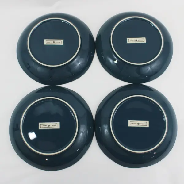 4 Piece Scott Living Marine Blue Stoneware Pasta Bowl Set 9.25" Teal 