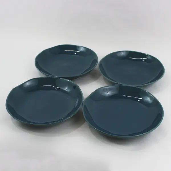 4 Piece Scott Living Marine Blue Stoneware Pasta Bowl Set 9.25" Teal 