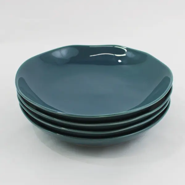 4 Piece Scott Living Marine Blue Stoneware Pasta Bowl Set 9.25" Teal 
