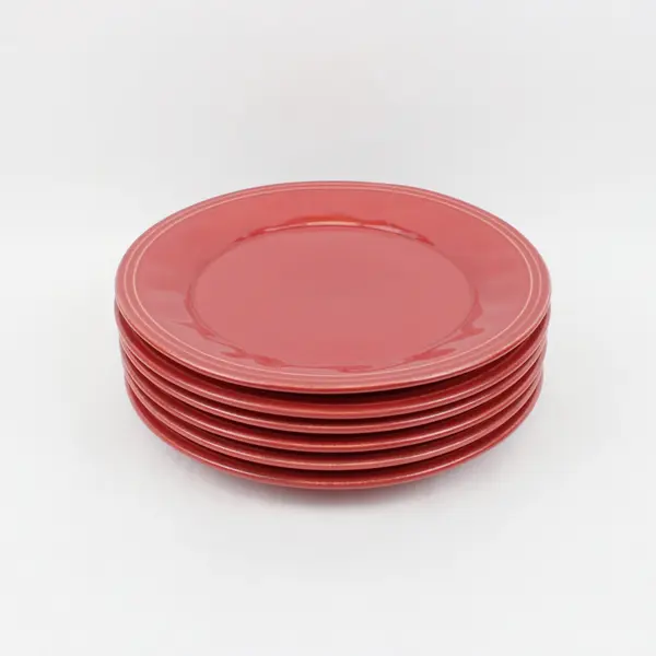 Rachael Ray Cucina Cranberry Red Dinner Plates Set of 6 10.75 Inch
