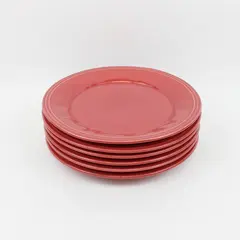 Rachael Ray Cucina Cranberry Red Dinner Plates Set of 6 10.75 Inch