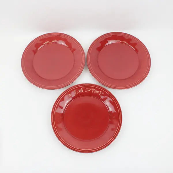 Rachael Ray Cucina Cranberry Red Dinner Plates Set of 6 10.75 Inch