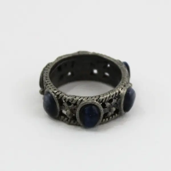 Pewter Blue Cat's Eye Fashion Ring Size 4.75