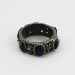 Pewter Blue Cat's Eye Fashion Ring Size 4.75