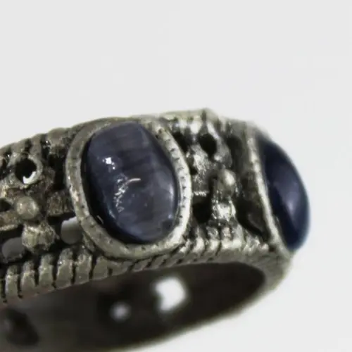 Pewter Blue Cat's Eye Fashion Ring Size 4.75