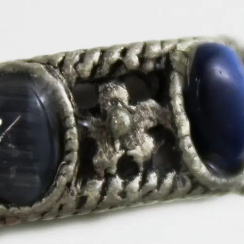 Pewter Blue Cat's Eye Fashion Ring Size 4.75