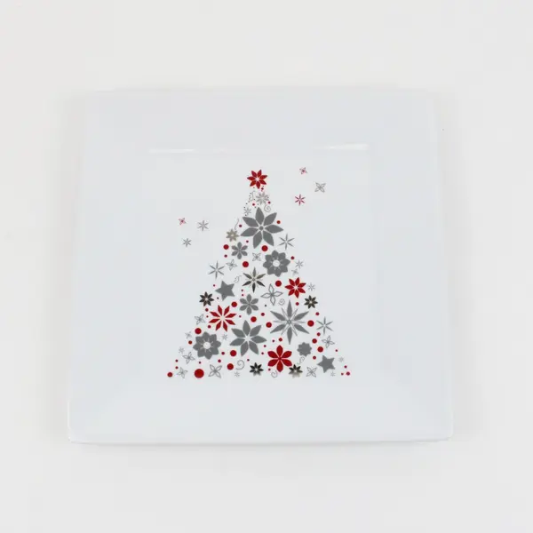 Food Network Linzer Christmas Tree Square Tray Plate 10.25 Inch