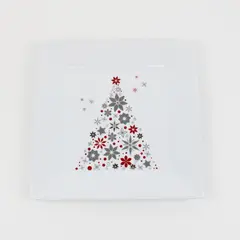 Food Network Linzer Christmas Tree Square Tray Plate 10.25 Inch