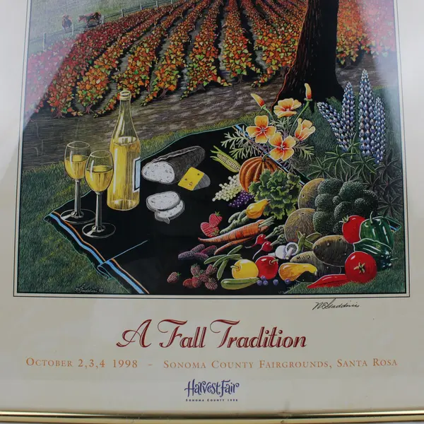 Framed 1998 Sonoma County Harvest Fair Commemorative Poster