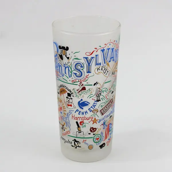2004 Catstudio Pennsylvania Souvenir Frosted Glass 6"