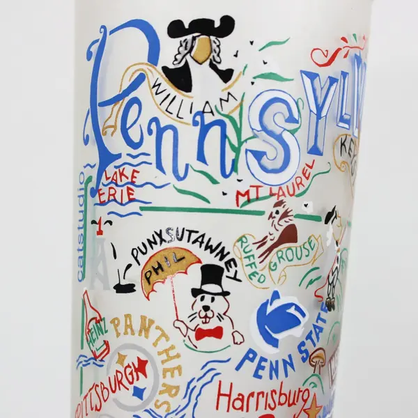 2004 Catstudio Pennsylvania Souvenir Frosted Glass 6"