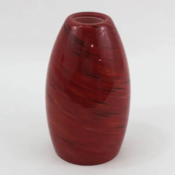 Murano-Style Red Art Glass Pendant Lamp Shade 8in Cracked Chipped