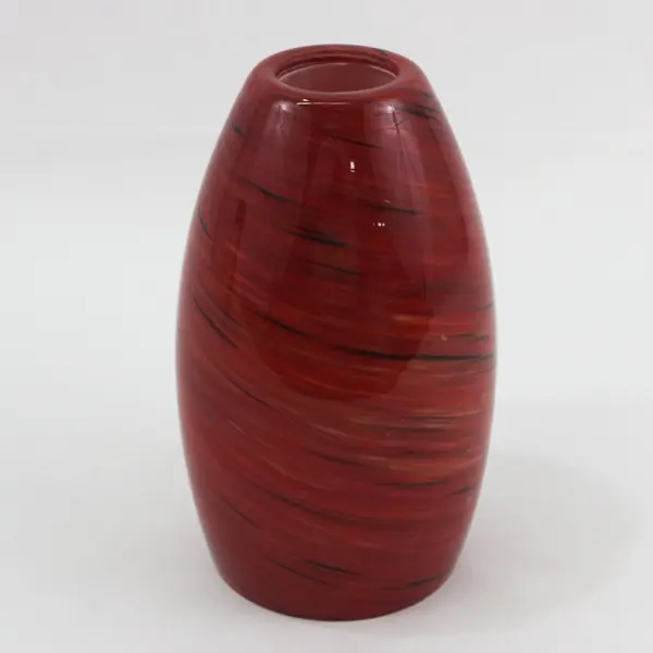 Murano-Style Red Art Glass Pendant Lamp Shade 8in Cracked Chipped