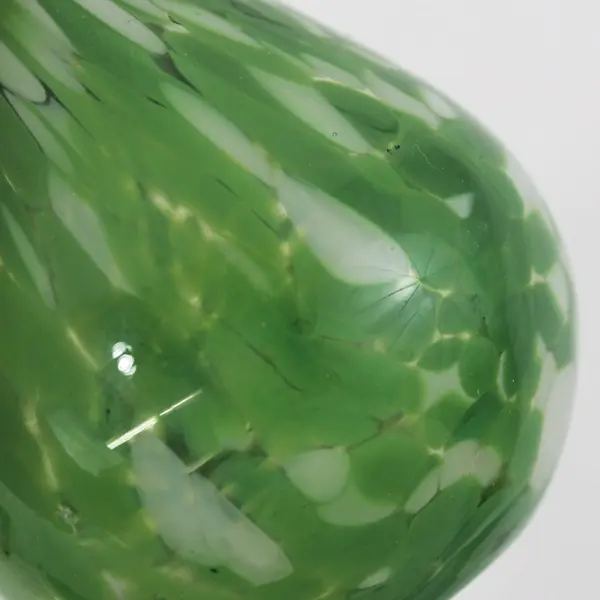 Green And White Speckled Hand Blown Glass Bud Vase 4.5"
