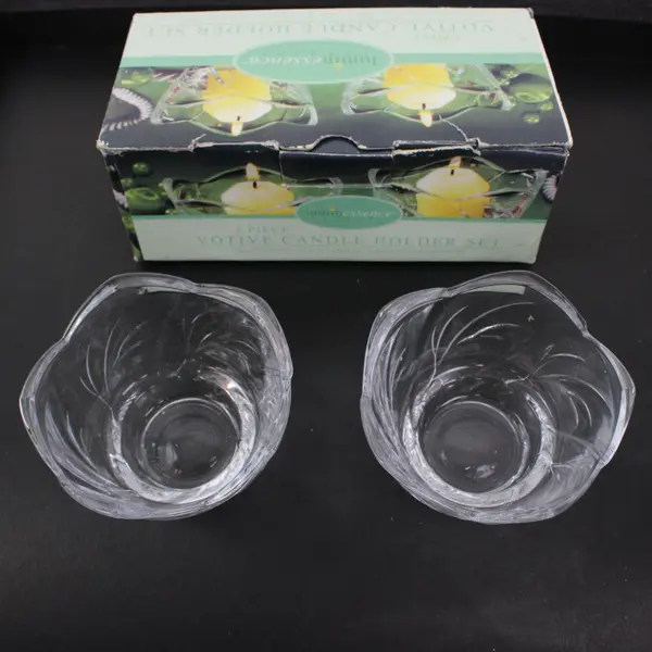 Luminessence Clear Glass Votive Tealight Candle Holders Set of 2