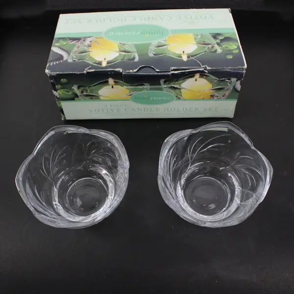 Luminessence Clear Glass Votive Tealight Candle Holders Set of 2