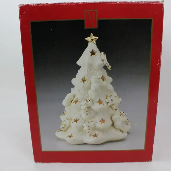 Troutman's Emporium Bisque Christmas Tree Tealight Holder Gold Star