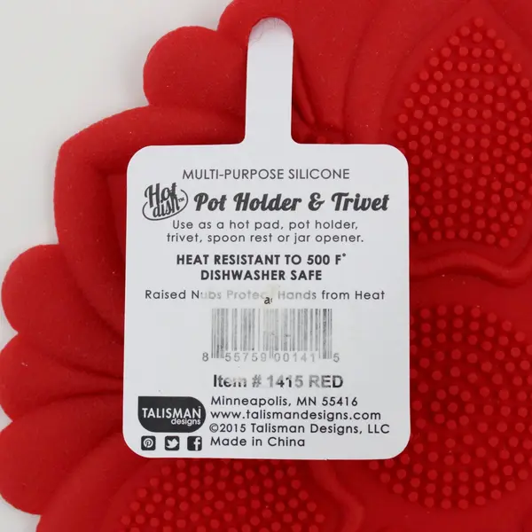 2015 Talisman Designs Red Silicone Nonslip Grip Silicone Hot Pad  Trivet