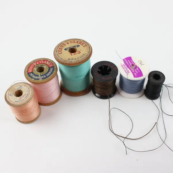 Lot of 6 Assorted Sewing Thread Spools Includes Coats & Clark Multicolor