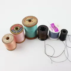 Lot of 6 Assorted Sewing Thread Spools Includes Coats & Clark Multicolor