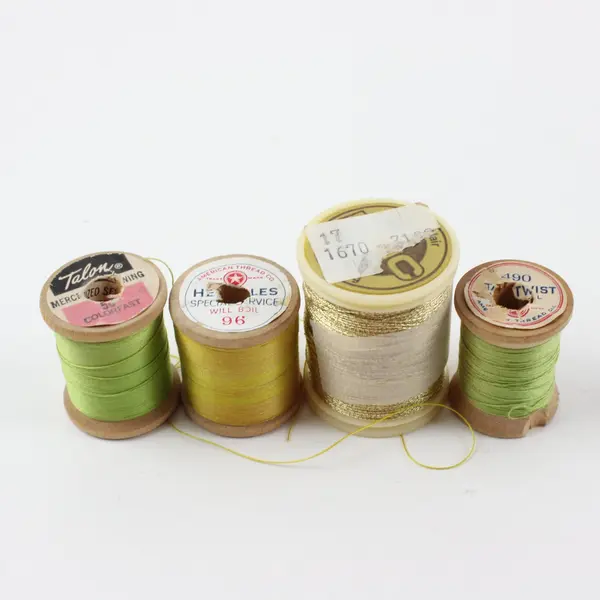 Lot of 4 Talon & American Thread Co Sewing Thread Neon Yellow Green Sparkly Gold