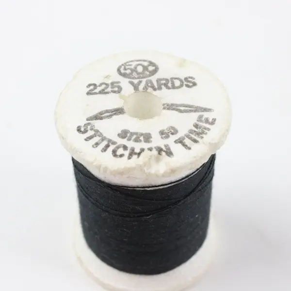 Lot of 5 Assorted Sewing Thread Spools Black Blue Includes 1 GIANT Used