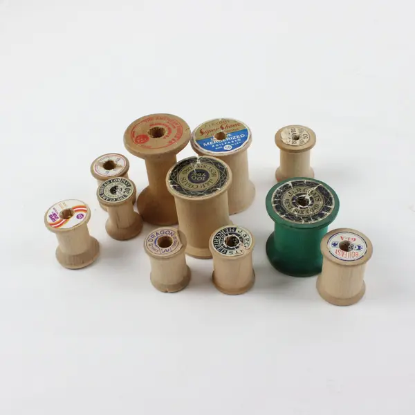 Lot of 11 Empty Wooden Thread Spools J&P Coats American Thread Boilfast Dragon