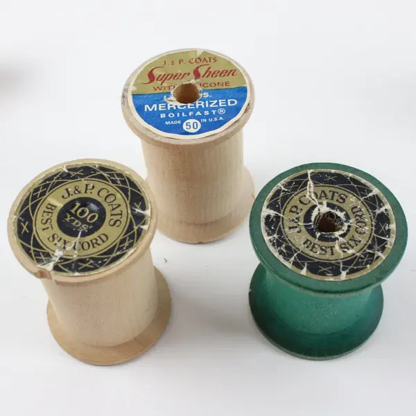 Lot of 11 Empty Wooden Thread Spools J&P Coats American Thread Boilfast Dragon