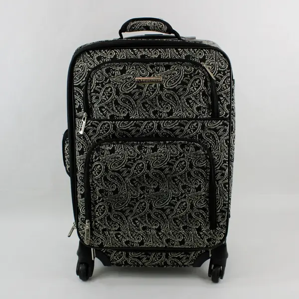 Leisure Paisley Rolling Carry-On Suitcase 24x15x9 Black White