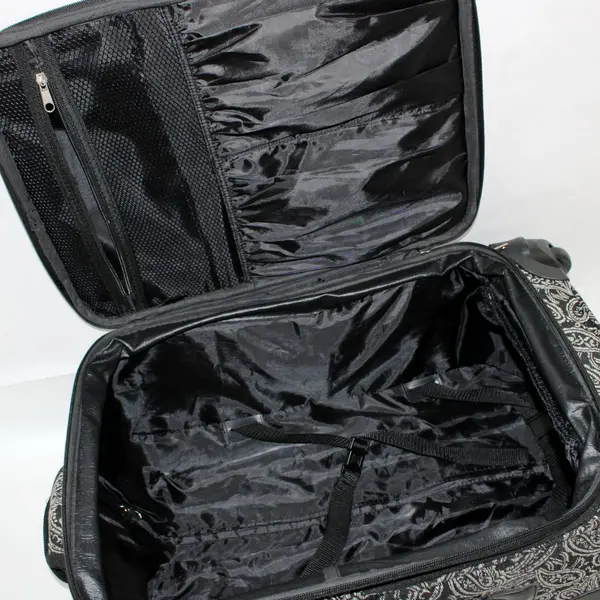Leisure Paisley Rolling Carry-On Suitcase 24x15x9 Black White