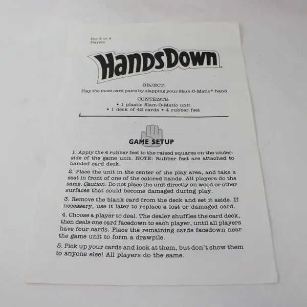 Milton Bradley Hands Down Board Game Family Card Game Ages 6+