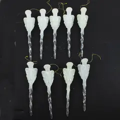 Set of 9 White Glitter Angel Icicle Christmas Ornaments Gold Hangers