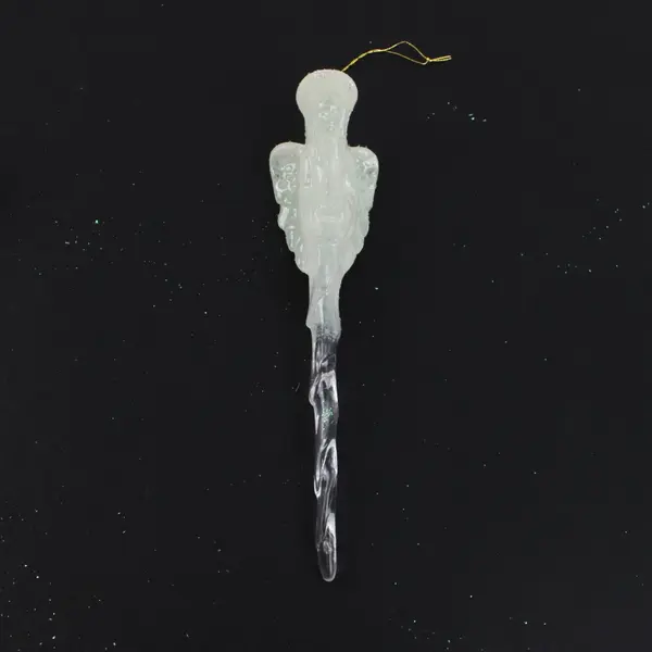 Set of 9 White Glitter Angel Icicle Christmas Ornaments Gold Hangers