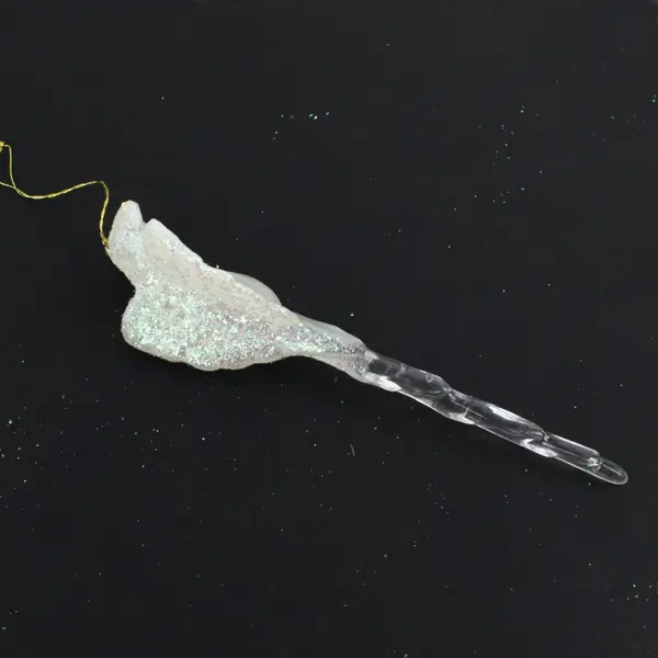 Set of 9 White Glitter Angel Icicle Christmas Ornaments Gold Hangers
