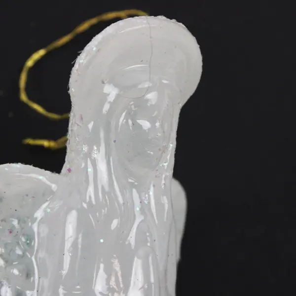 Set of 9 White Glitter Angel Icicle Christmas Ornaments Gold Hangers