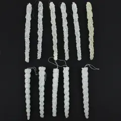 Lot of 11 White Rock Candy Sugar Crystal Ornaments 