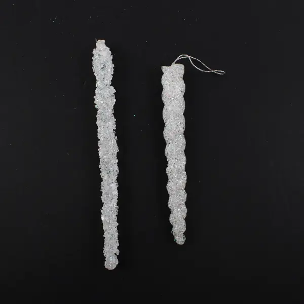 Lot of 11 White Rock Candy Sugar Crystal Ornaments 