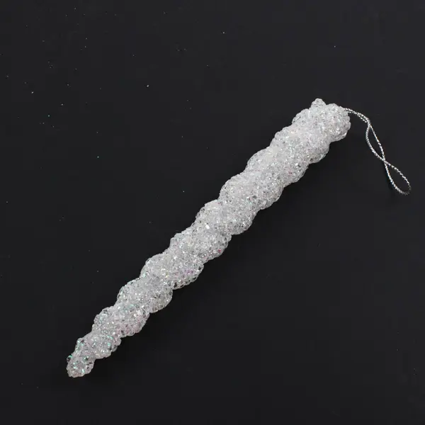 Lot of 11 White Rock Candy Sugar Crystal Ornaments 