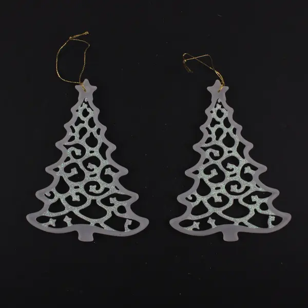 White Filigree Christmas Tree Ornaments Set of 2