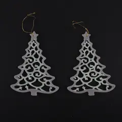 White Filigree Christmas Tree Ornaments Set of 2
