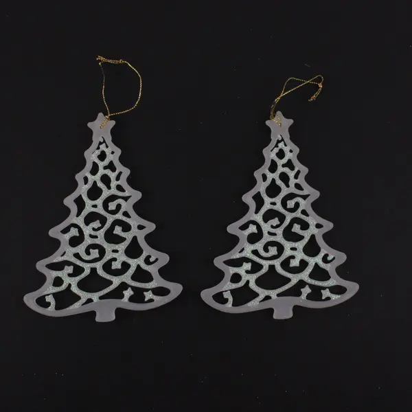 White Filigree Christmas Tree Ornaments Set of 2